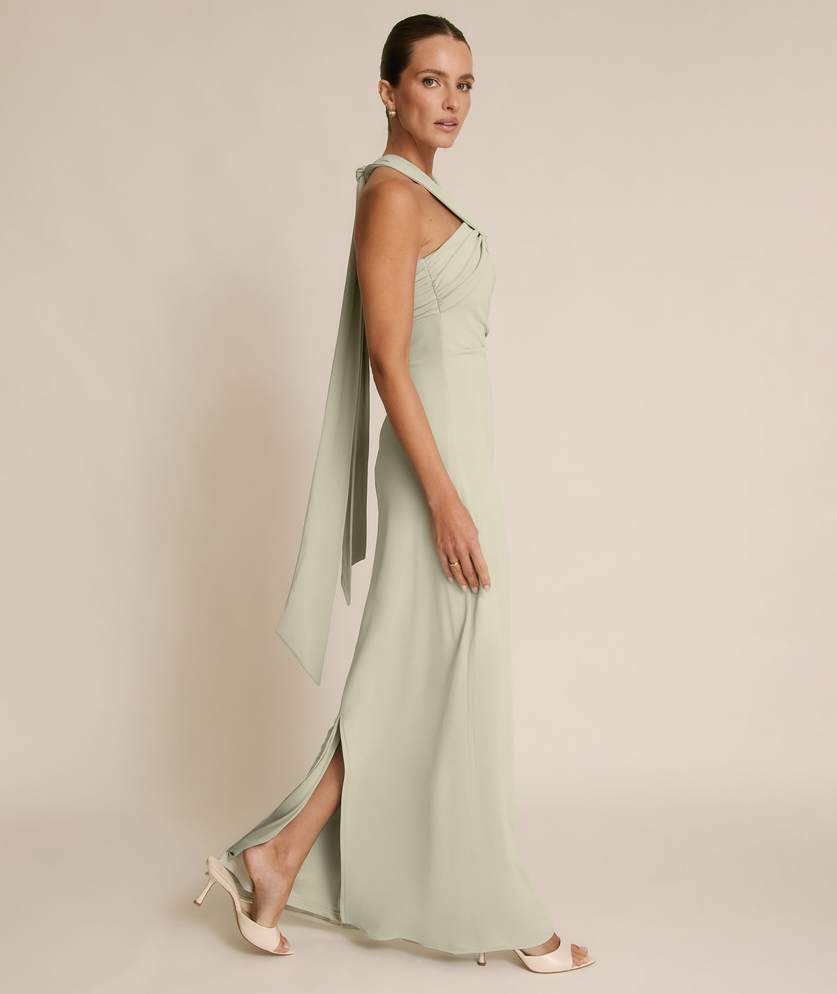 Halter Neck Stretch Sculpt Bridesmaid Dress - Soft Sage