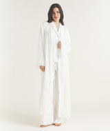 Satin Ruffle Cuff Maxi Robe - Ivory