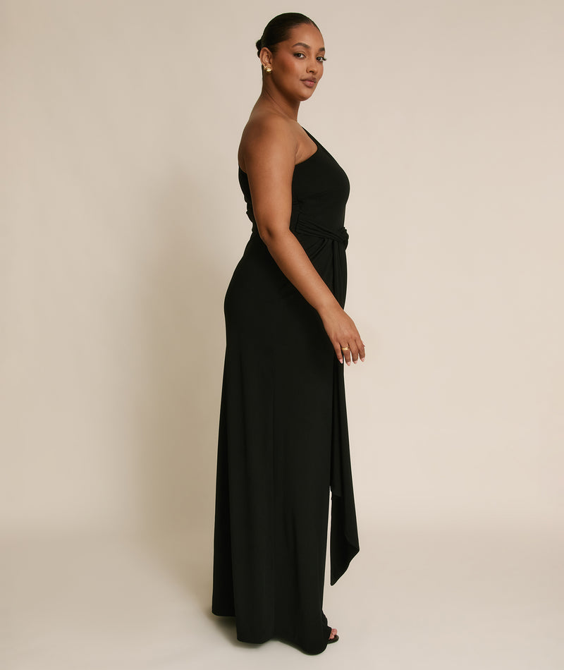 One Shoulder Stretch Sculpt Bridesmaid Dress - Black