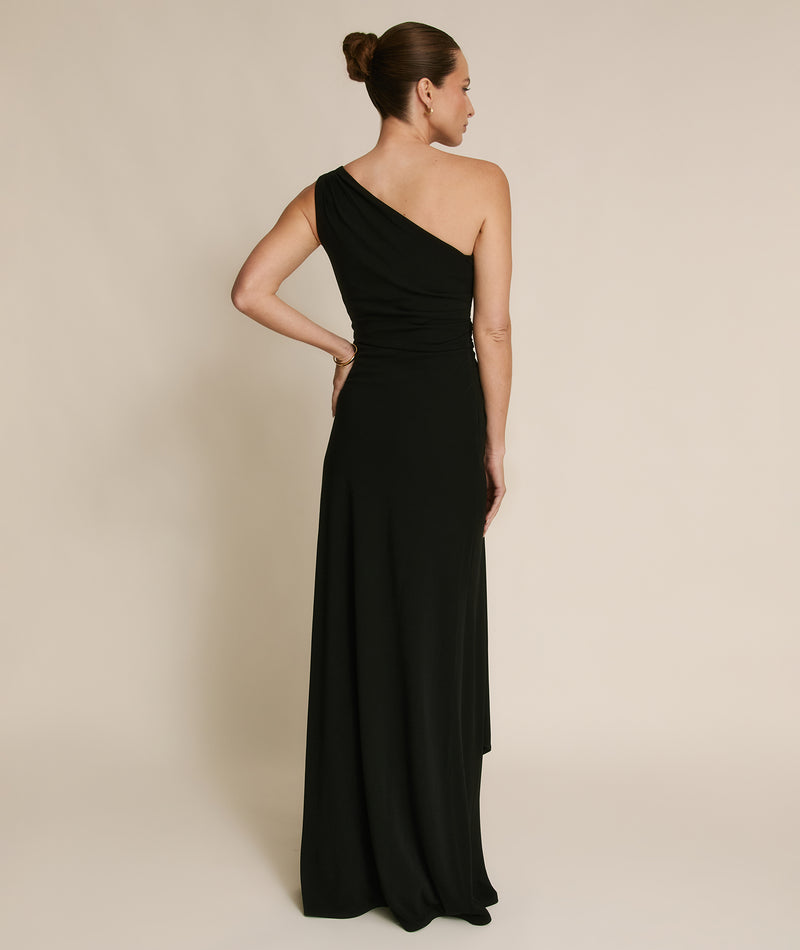 One Shoulder Stretch Sculpt Bridesmaid Dress - Black