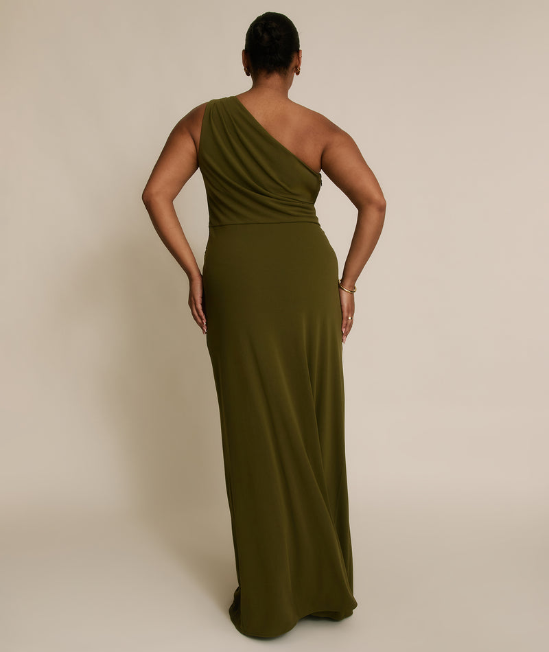 One Shoulder Stretch Sculpt Bridesmaid Dress - Fern Green