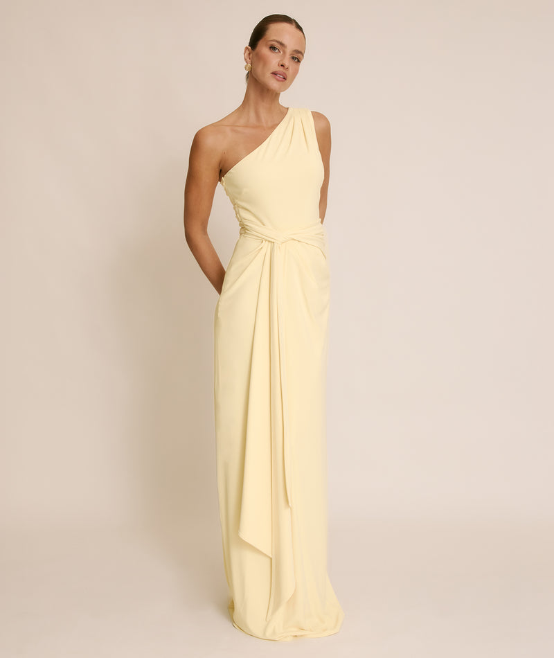 One Shoulder Stretch Sculpt Bridesmaid Dress - Lemon