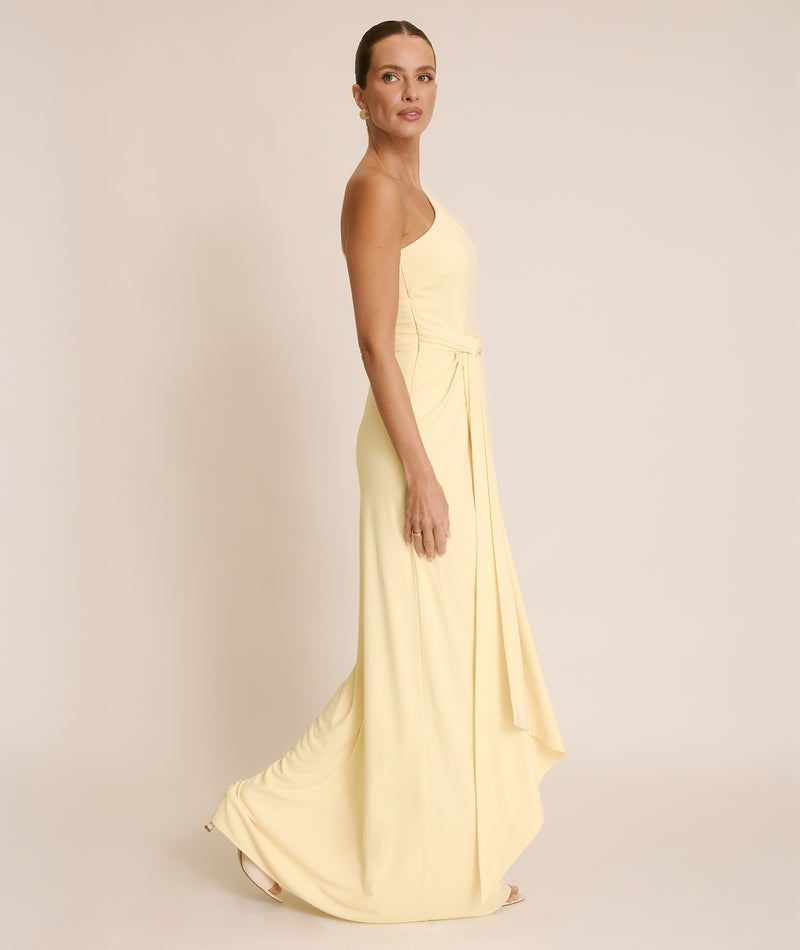 One Shoulder Stretch Sculpt Bridesmaid Dress - Lemon