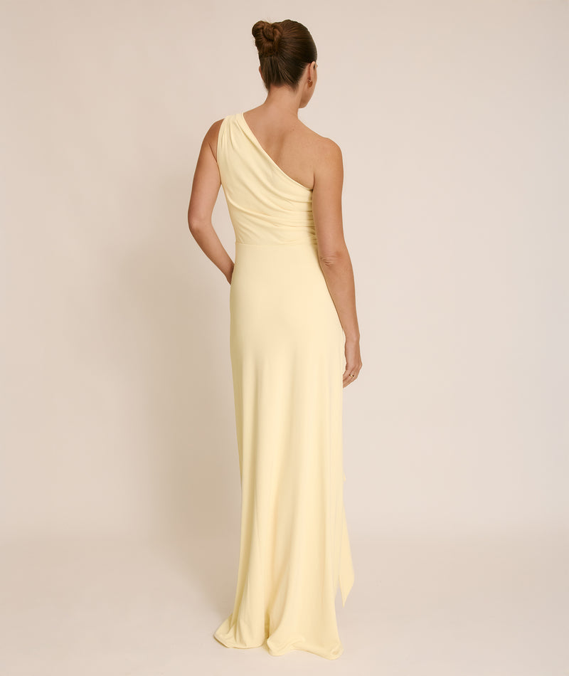 One Shoulder Stretch Sculpt Bridesmaid Dress - Lemon