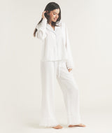 Pleated Cuff Satin Pyjama Trouser - Ivory
