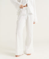 Pleated Cuff Satin Pyjama Trouser - Ivory