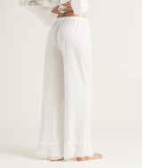 Pleated Cuff Satin Pyjama Trouser - Ivory