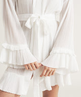 Pleated Ruffle Mini Robe - Ivory