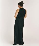 Drape Detail Satin Bridesmaid Dress - Black