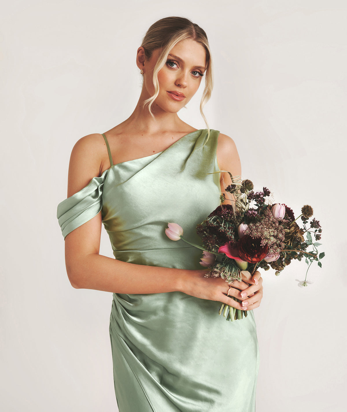 Twist Back Satin Bridesmaid Dress