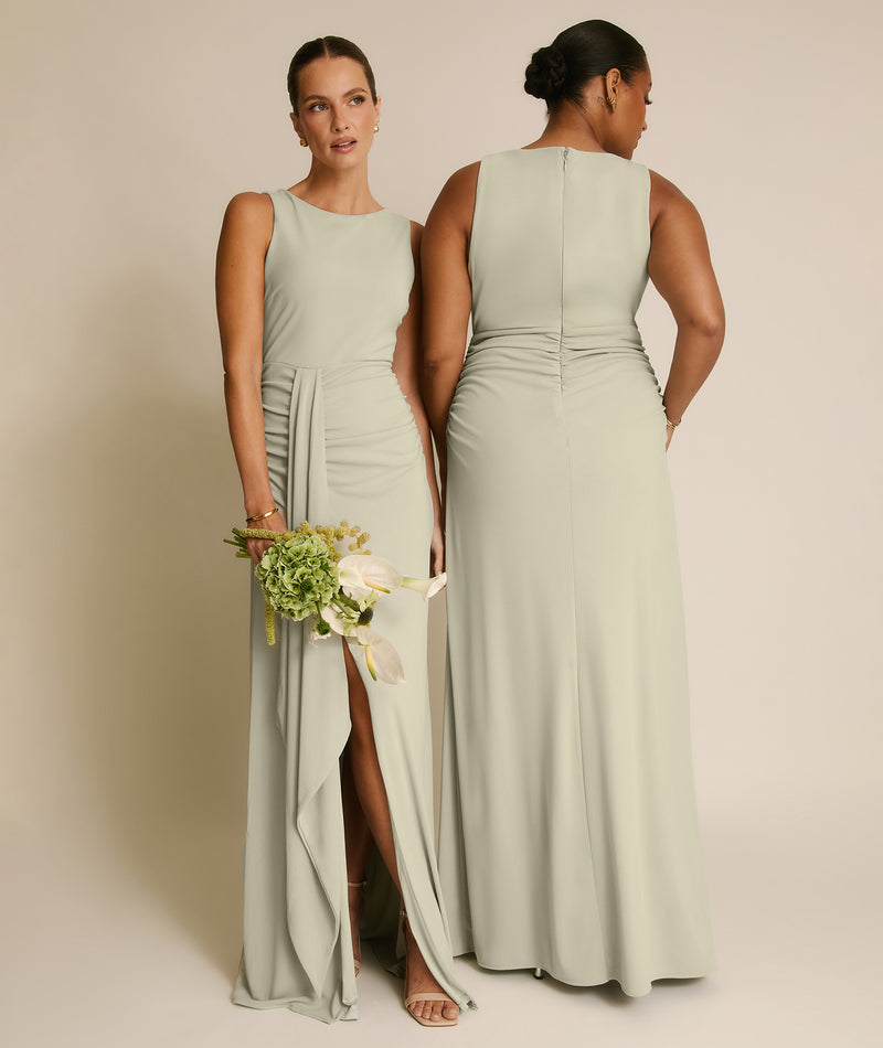 Drape Detail Stretch Sculpt Bridesmaid - Soft Sage