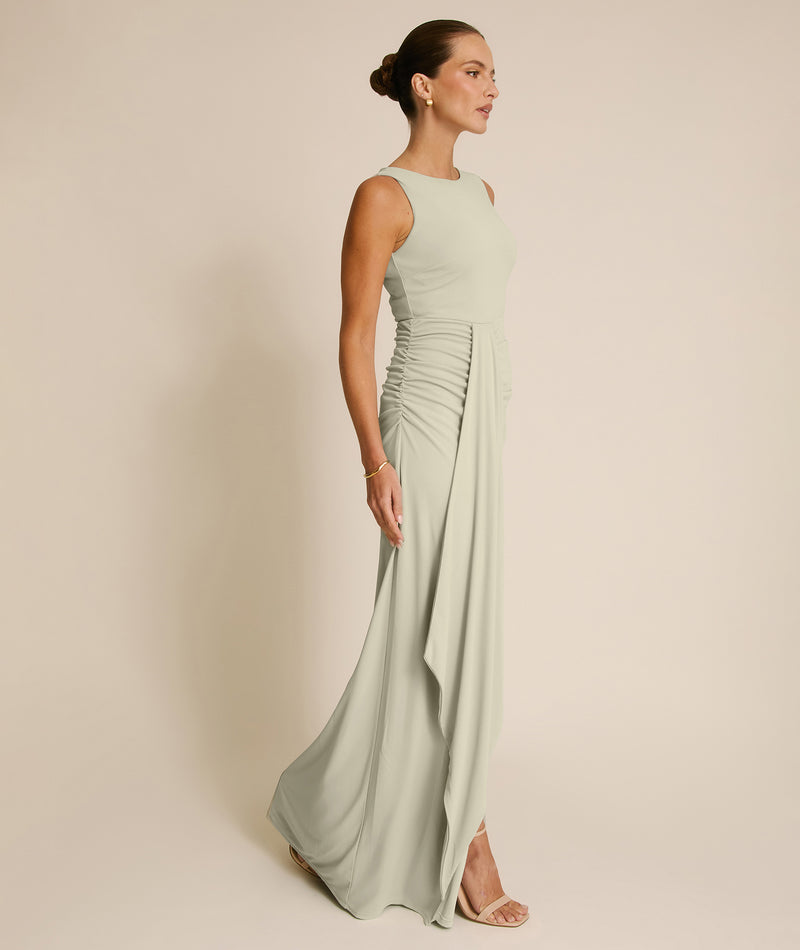 Drape Detail Stretch Sculpt Bridesmaid - Soft Sage