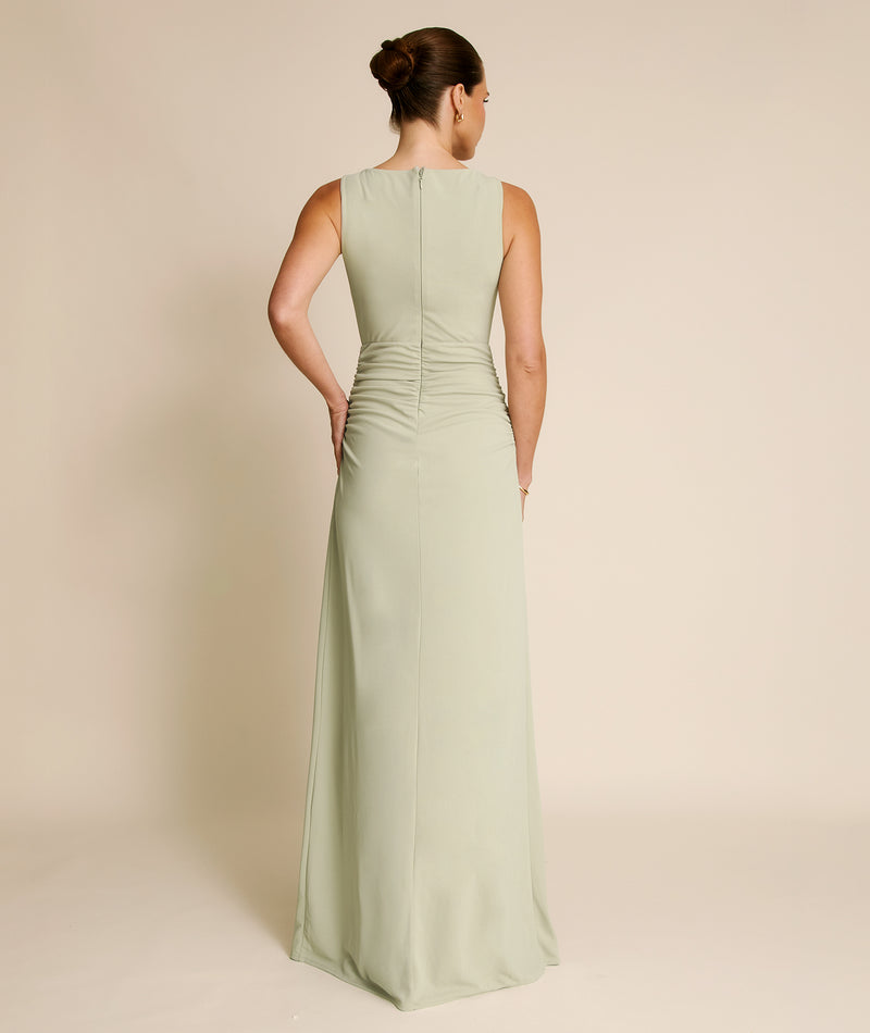 Drape Detail Stretch Sculpt Bridesmaid - Soft Sage