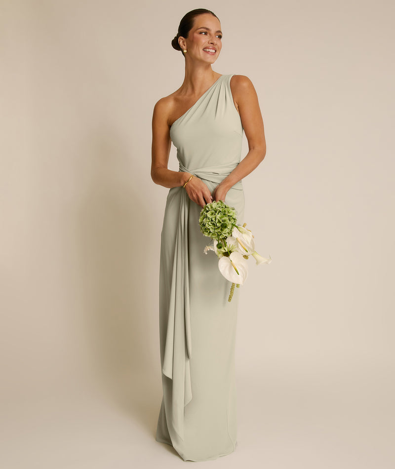 One Shoulder Stretch Sculpt Bridesmaid Dress - Soft Sage