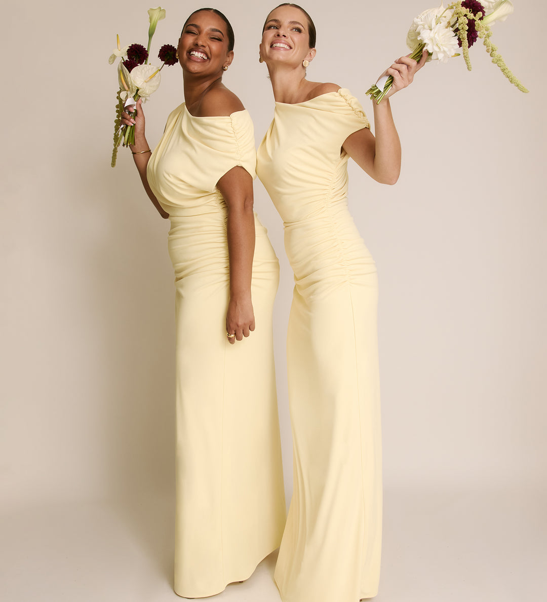 Asymmetric Neck Stretch Sculpt Bridesmaid Dress