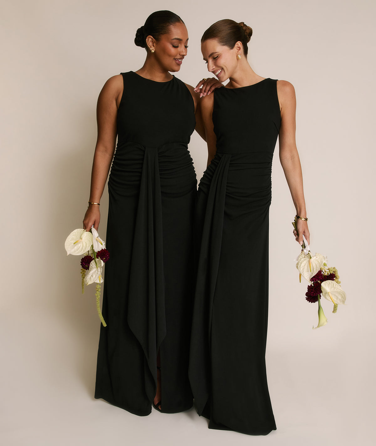 Black Satin Bridesmaid Dress