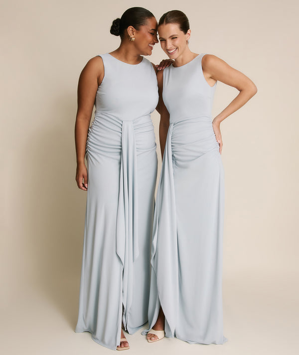 Drape Detail Stretch Sculpt Bridesmaid - Pale Blue