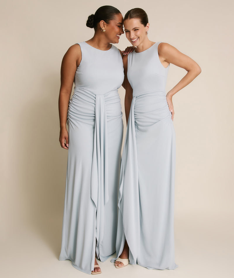 Drape Detail Stretch Sculpt Bridesmaid - Pale Blue