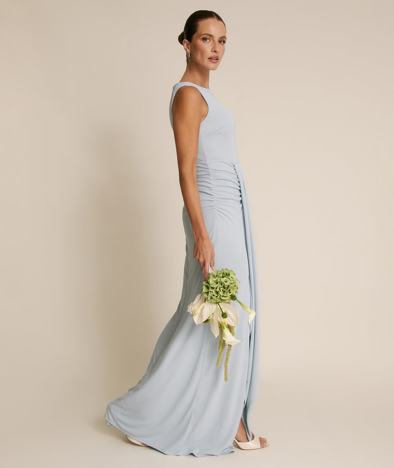 Drape Detail Stretch Sculpt Bridesmaid - Pale Blue