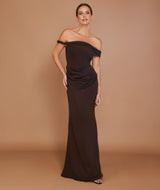 Twist Strap Corset Maxi Dress - Chocolate