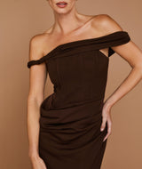 Twist Strap Corset Maxi Dress - Chocolate