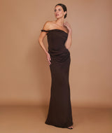 Twist Strap Corset Maxi Dress - Chocolate