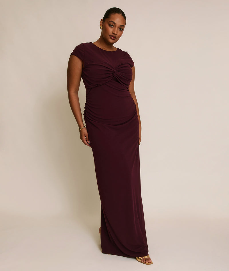 Twist Bust Stretch Sculpt Bridesmaid Dress - Merlot