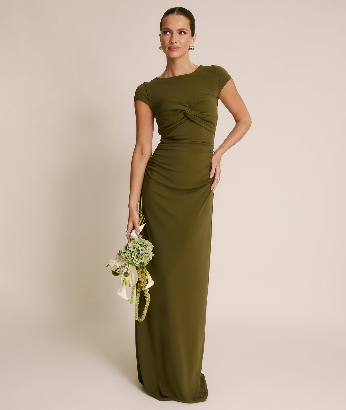 Twist Bust Stretch Sculpt Bridesmaid Dress - Fern Green