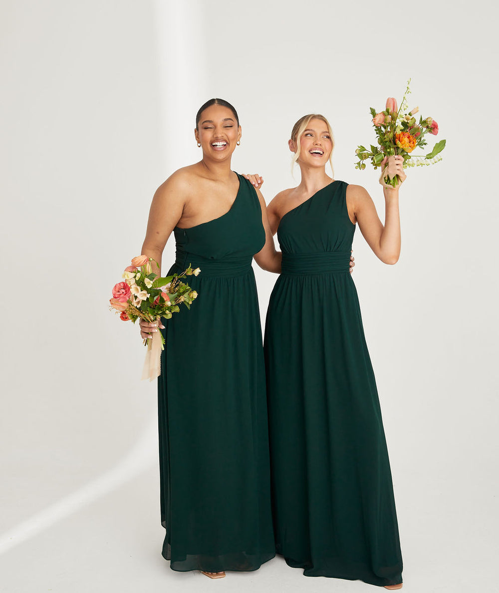 Bow Tie Chiffon Bridesmaid Dress - Emerald  Six Stories