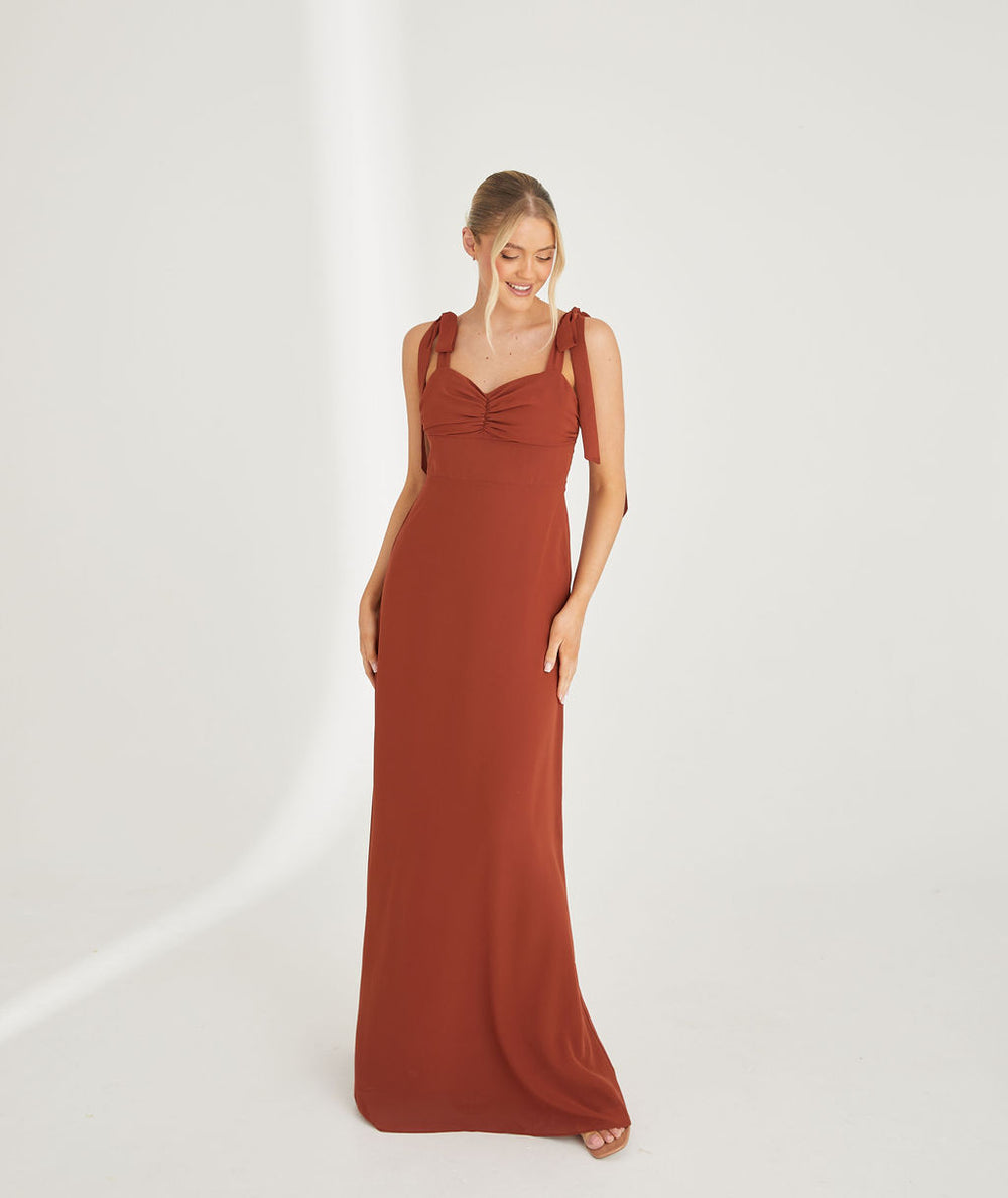Twist Back Satin Bridesmaid Dress