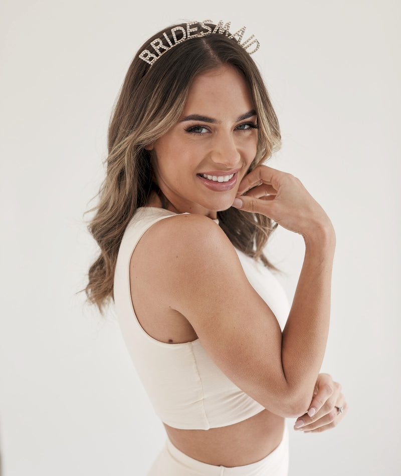 Bridesmaid Rhinestone Headband - Gold