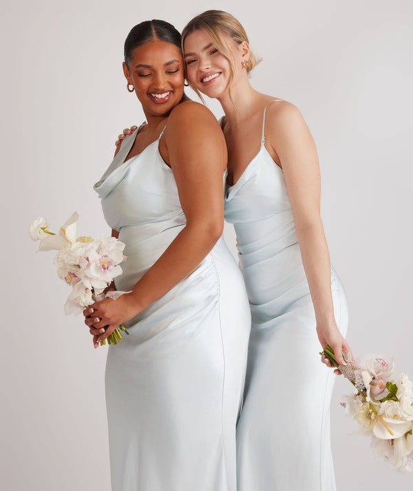 Gathered Bust Satin Bridesmaid Dress