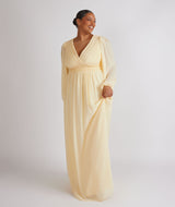 Balloon Sleeve Chiffon Bridesmaid Dress - Butter Lemon