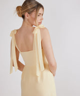 Bow Tie Shoulder Chiffon Bridesmaid Dress - Butter Lemon