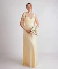 Bow Tie Chiffon Bridesmaid Dress - Butter Lemon
