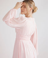 Balloon Sleeve Chiffon Bridesmaid Dress  - Pale Pink