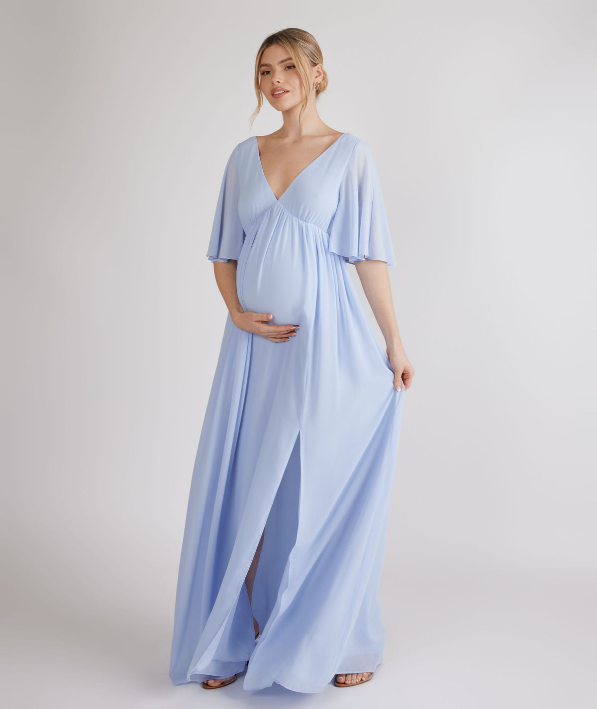 cornflower blue bridesmaid dresses uk One Shoulder Chiffon Dress Arm coverage. 5-20-25-MDW-Sale-Extra-30-Off Prom & Formal Dresses Color:Ivory/Pink Ombre*