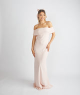 Bardot Gathered Crepe Bridesmaid Dress - Blush