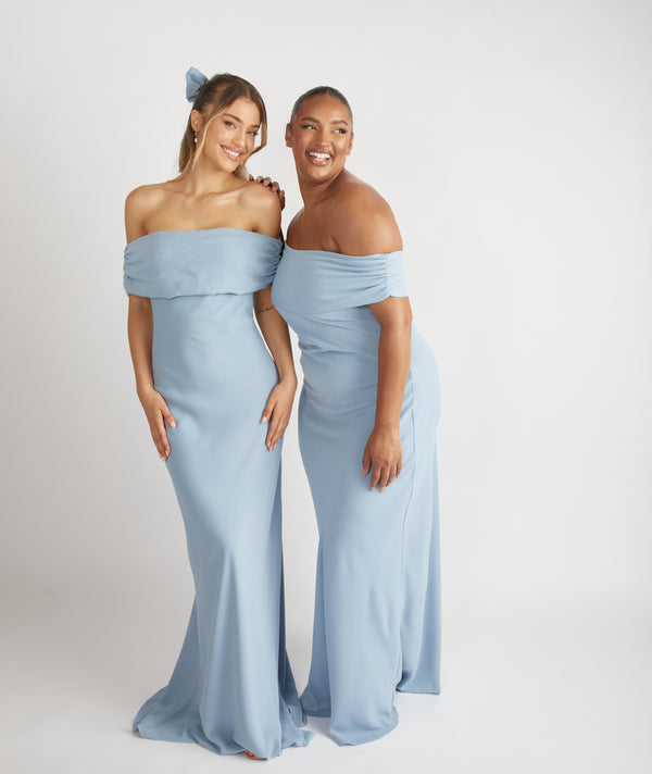 Square Neck Crepe Bridesmaid Dress