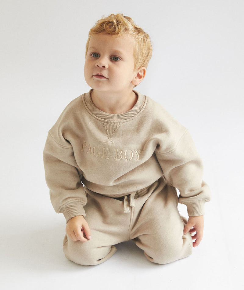 Page Boy Sweatshirt and Sweatpant Set - Infant - Stone