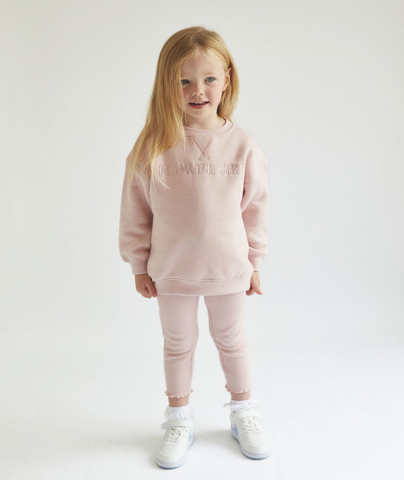 Flower Girl Sweatshirt and Leggings Set - Junior - Dusky Pink