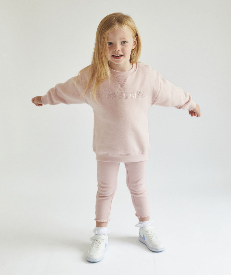 Flower Girl Sweatshirt and Leggings Set - Junior - Dusky Pink