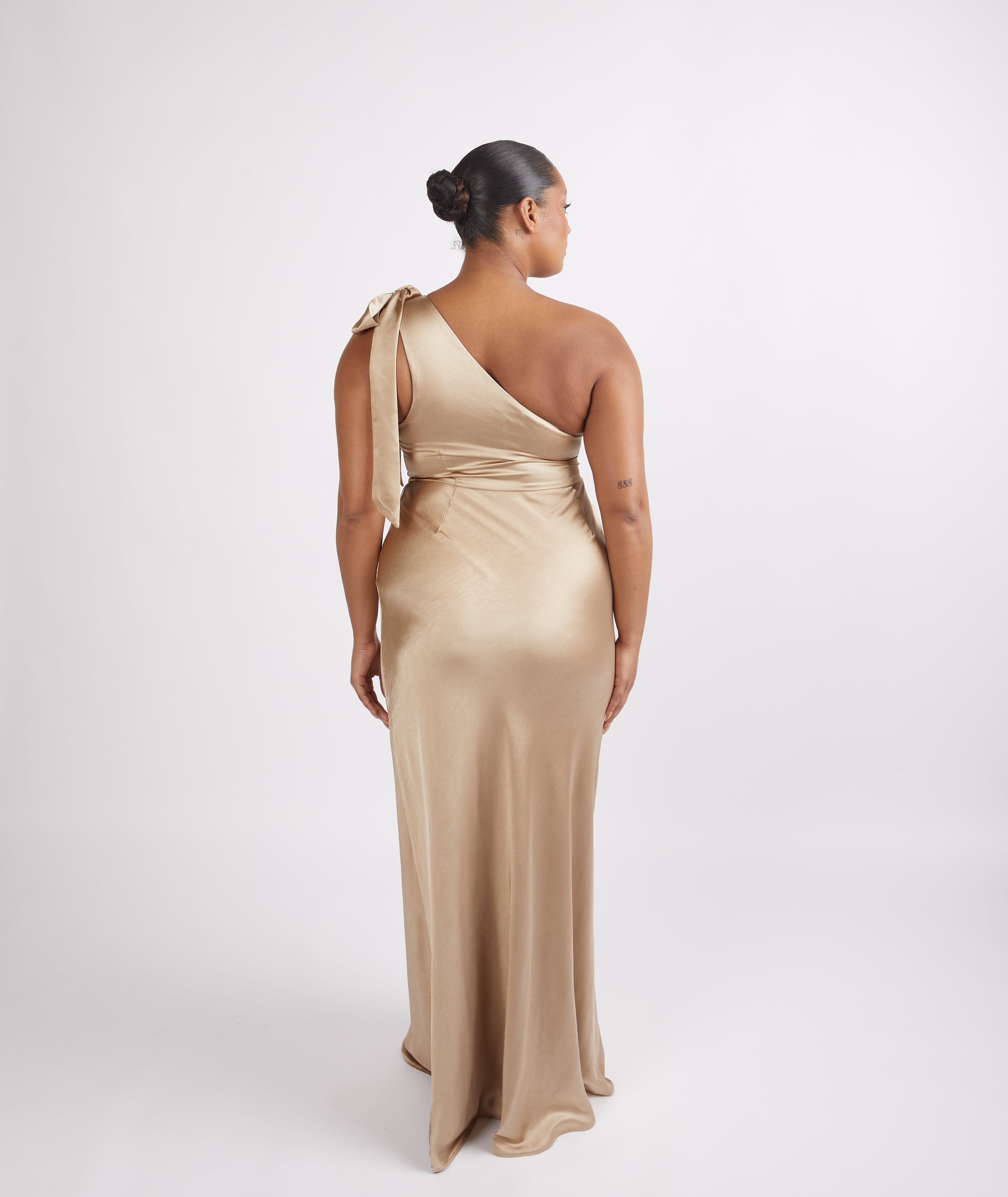 Bow One Shoulder Satin Bridesmaid Dress