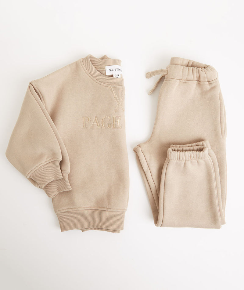 Page Boy Sweatshirt and Sweatpant Set - Infant - Stone