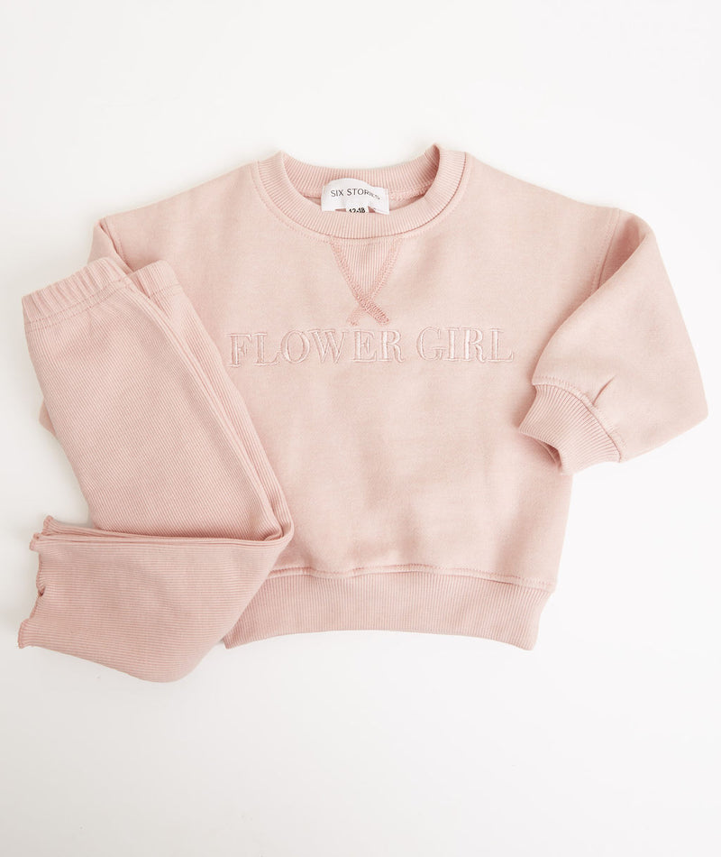 Flower Girl Sweatshirt and Leggings Set - Junior - Dusky Pink