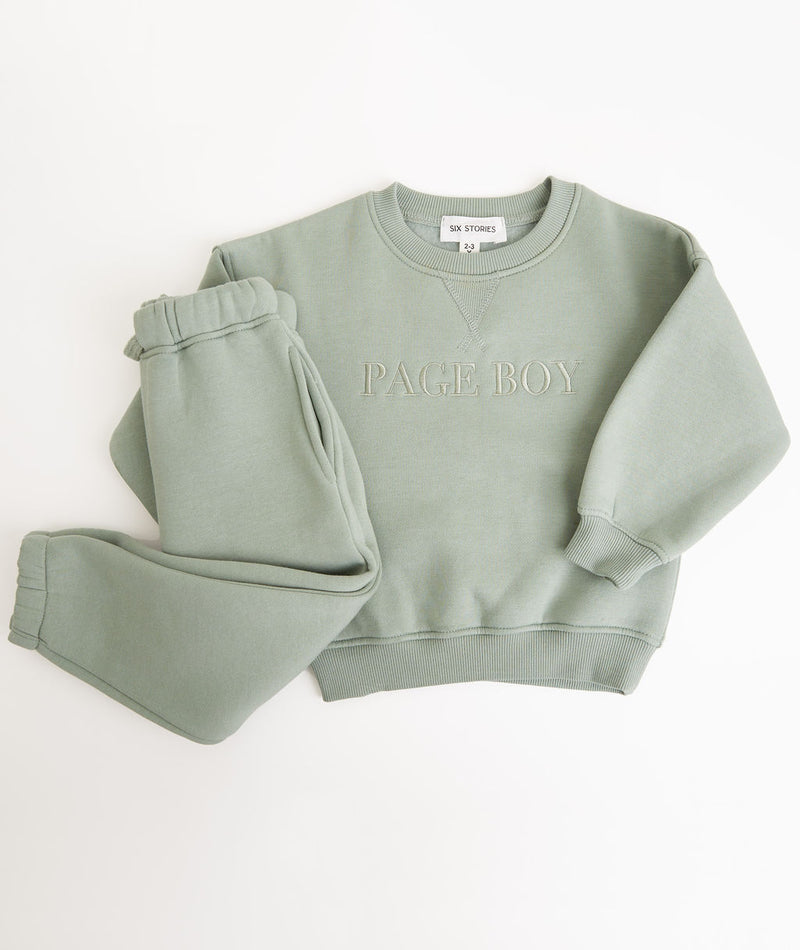 Page Boy Sweatshirt and Sweatpant Set - Infant - Sage