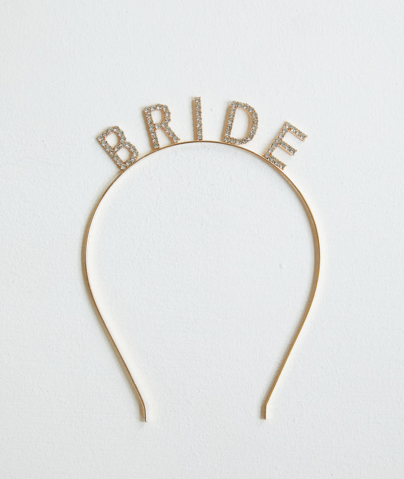 Bride Rhinestone Headband - Gold