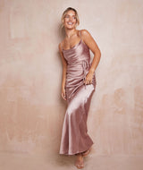 Cami Cowl Satin Bridesmaid Dress - Rose