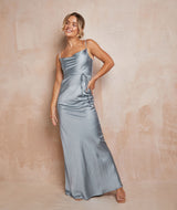 Cami Cowl Satin Bridesmaid Dress - Dusty Blue