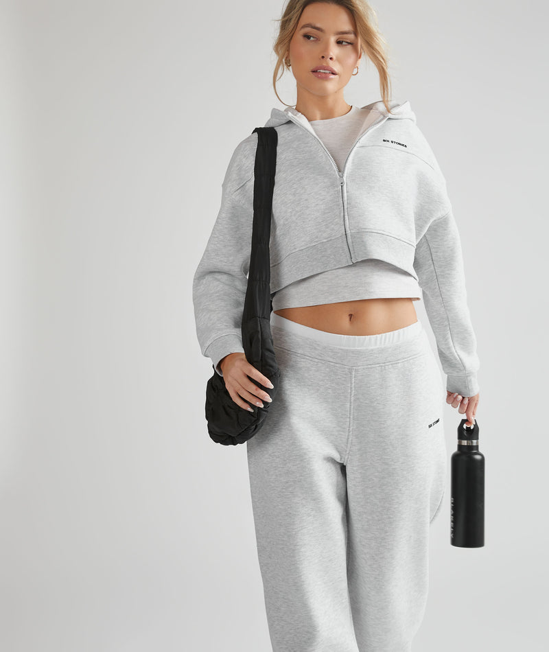 Double Waistband Joggers - Grey Marl
